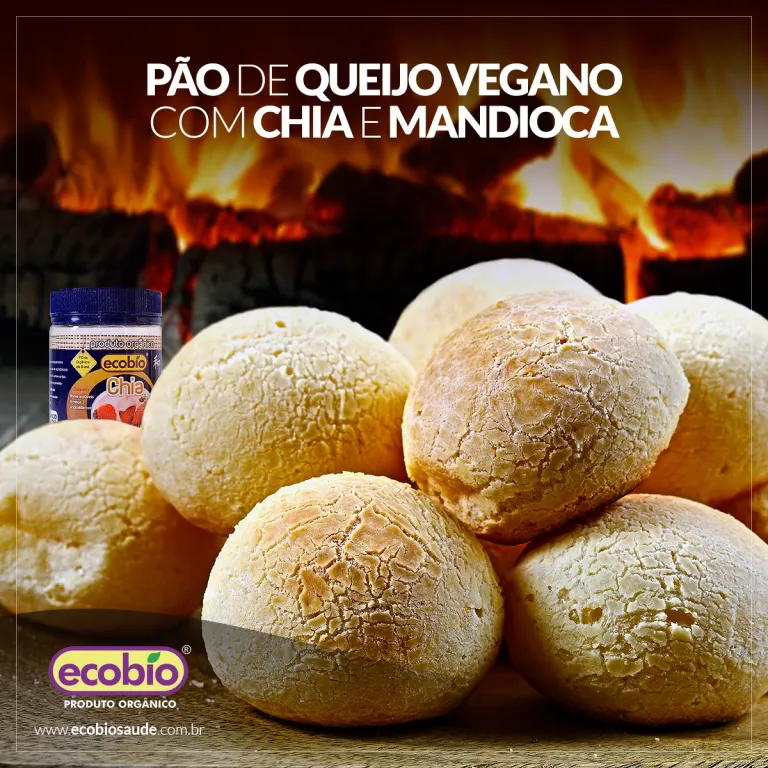 Pão de queijo vegano com chia e mandioca